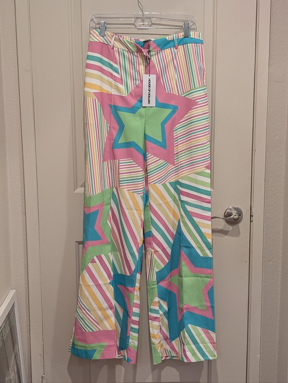 House of Holland Multicolor Star & Stripe Wide-Leg Pants Size 8